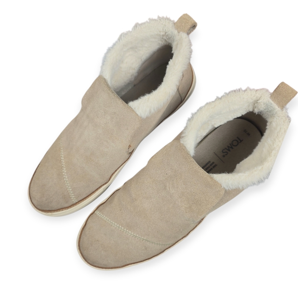 TOMS Paxton Women's Ankle BootsTan Slip-On Shoes with Faux Fur Lining
